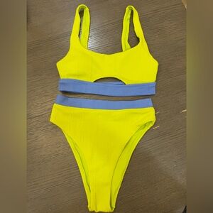 Aerie Bright Yellow and Soft Blue Bikini